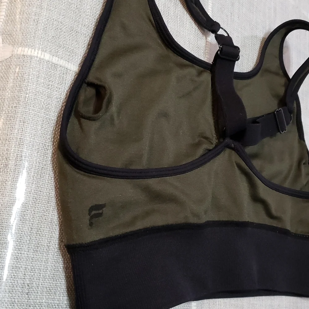 FABLETICS Adjustable straps Bra, Color green and black, Size S